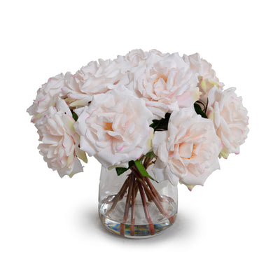 Rose Bouquet in Glass - Light Pink