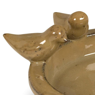 Terracotta Glazed Bird Bath - New Growth Designs