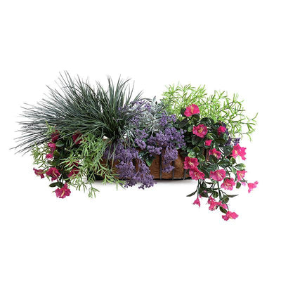 Hayrack Planter with Mixed Artificial Outdoor Flowers, Succulents and Grasses - Enduraleaf by New Growth Designs