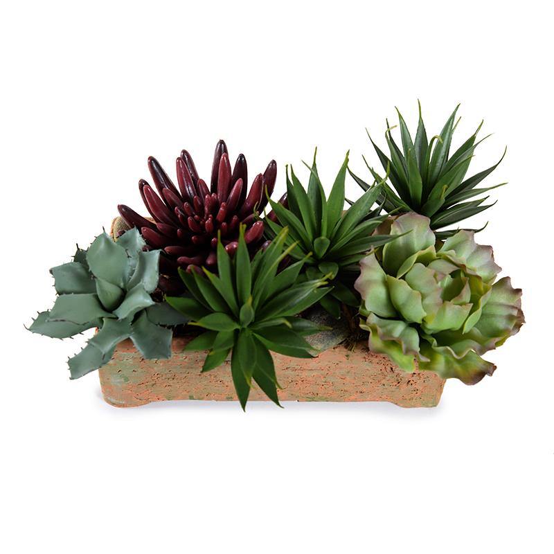 UV Resistant Wholesale Artificial Succulents, Mixed in Rustic Terracotta Pot Outdoor - Enduraleaf by New Growth Designs