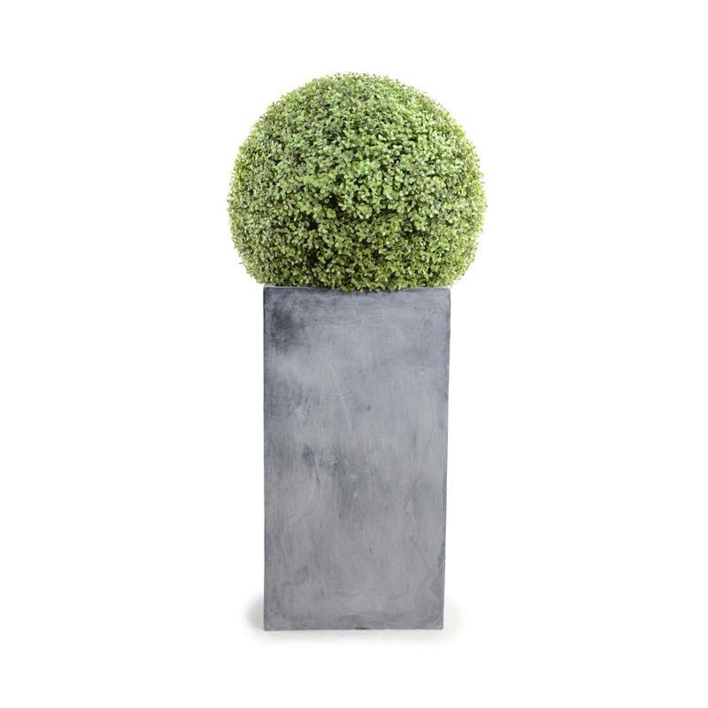 Wholesale Artificial Boxwood Topiary Ball in Column Planter Outdoor 15 Inches Tall - Enduraleaf by New Growth Designs