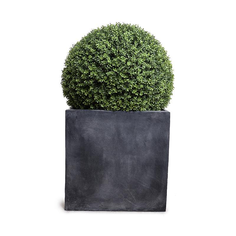 28 Inch Wholesale Artificial Boxwood Topiary Ball in Square Pot Outdoor 48 Inches Tall - Enduraleaf by New Growth Designs