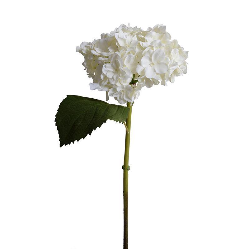 Hydrangea Stem with Leaf, 18" L - White - New Growth Designs