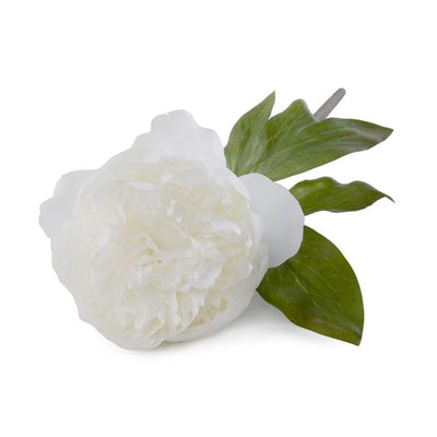Peony Stem with Leaves, 18" -White
