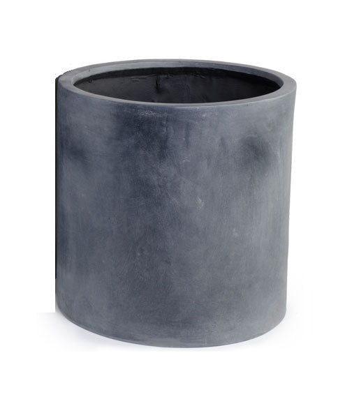 Fiberglass Cylinder Planter w/ Lead Finish — 16