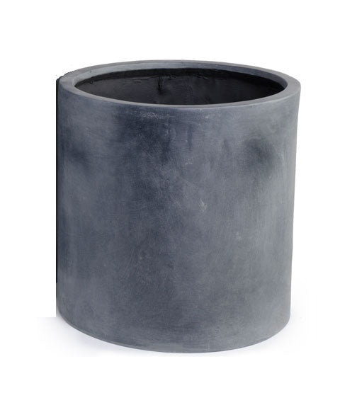 Lead-Finish Fiberglass Cylinder Planter for Artificial Trees or Plants - New Growth Designs