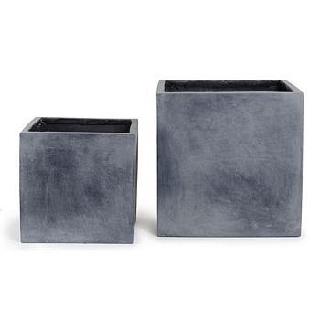 Fiberglass Cube Planter with Lead Finish - 24"W - New Growth Designs