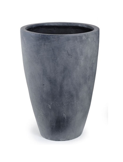 Fiberglass Tapered Cylinder Planter with Lead Finish - 14"D