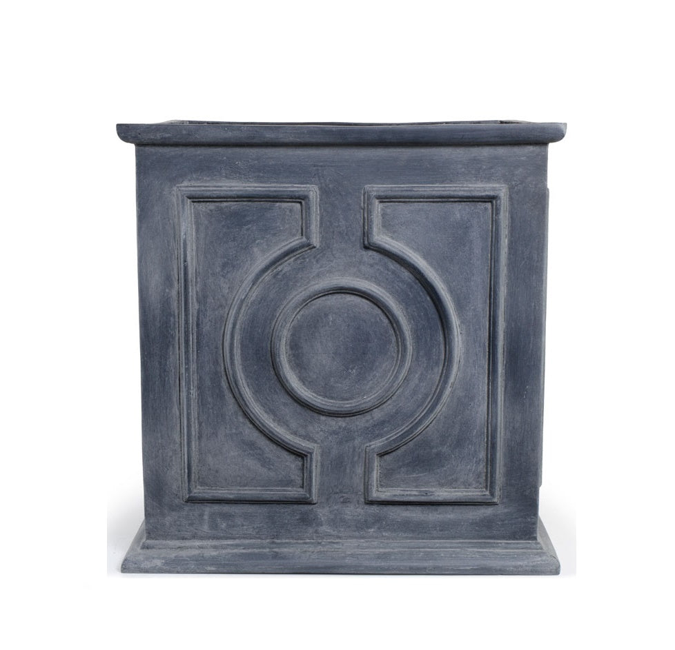 Fiberglass Decorative Cube Planter w/ Lead Finish — 16