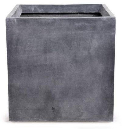 Wholesale Fiberglass Cube Planter Container for Faux Plants and Trees with Lead Finish Indoor Outdoor 24 Inches Wide - New Growth Designs