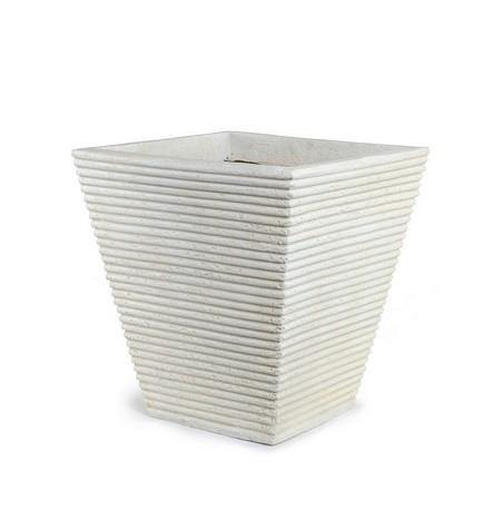 Square Ribbed Planter for Artificial Trees White 16 Inches Wide - New Growth Designs