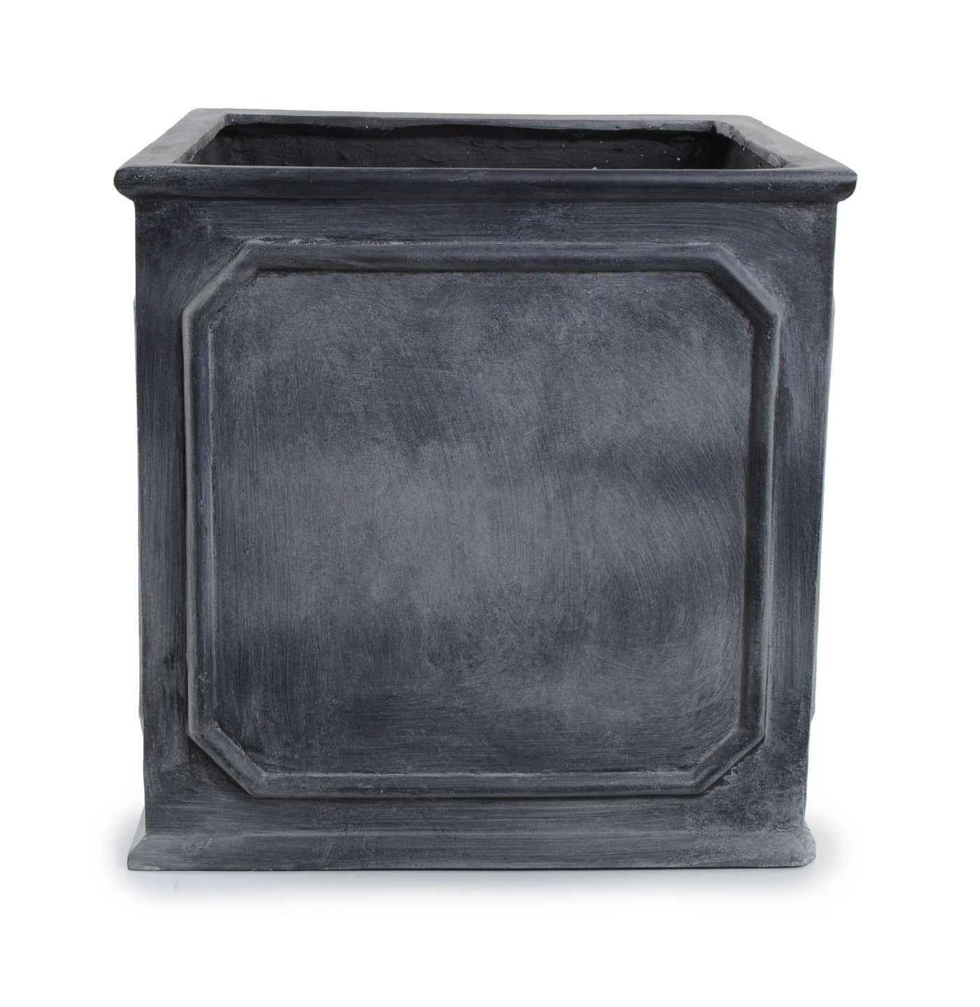 Bordered Fiberglass Cube Planter with Lead Finish - 20"W - New Growth Designs