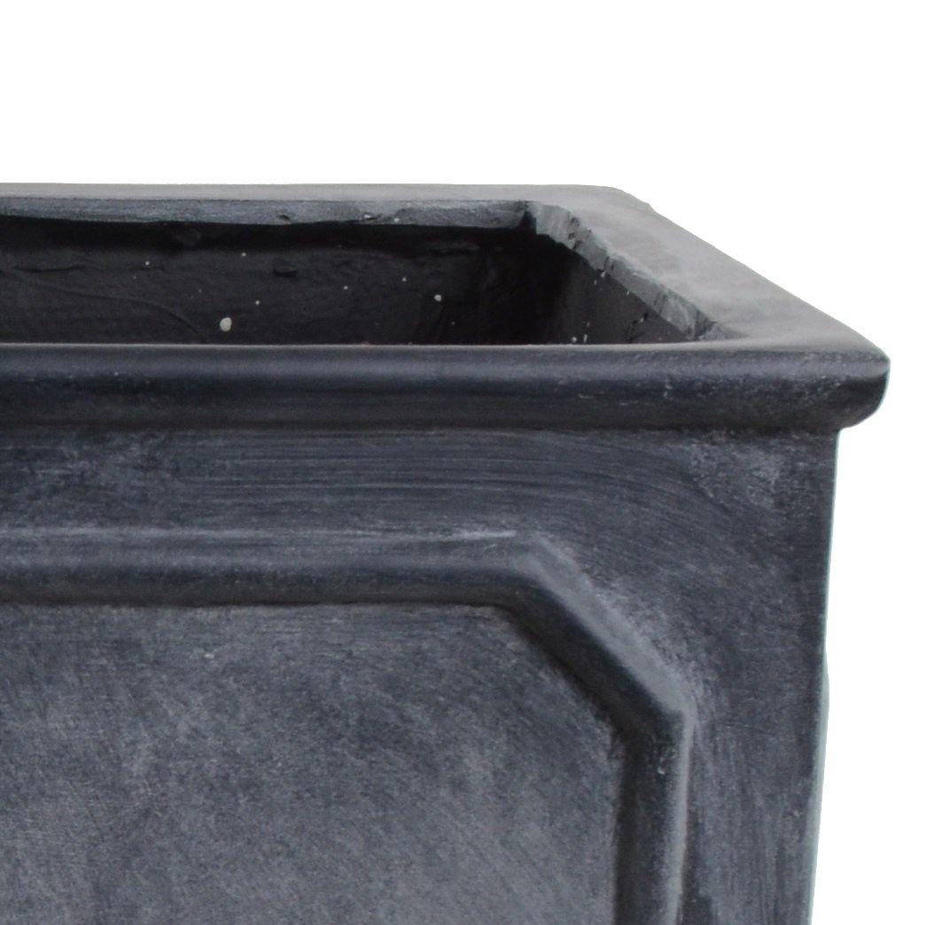 Bordered Fiberglass Cube Planter with Lead Finish - 12"W - New Growth Designs
