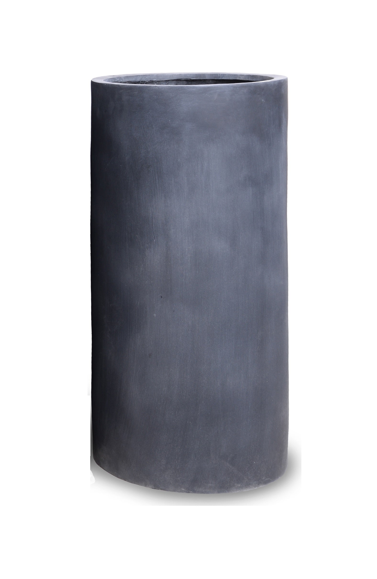 Fiberglass Cylinder Tall Planter w/ Lead Finish — 16