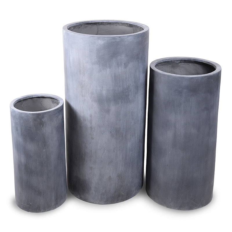cylinder plant pot large Fiberglass Cylinder Tall Planter w/ Lead Finish – New Growth Designs
