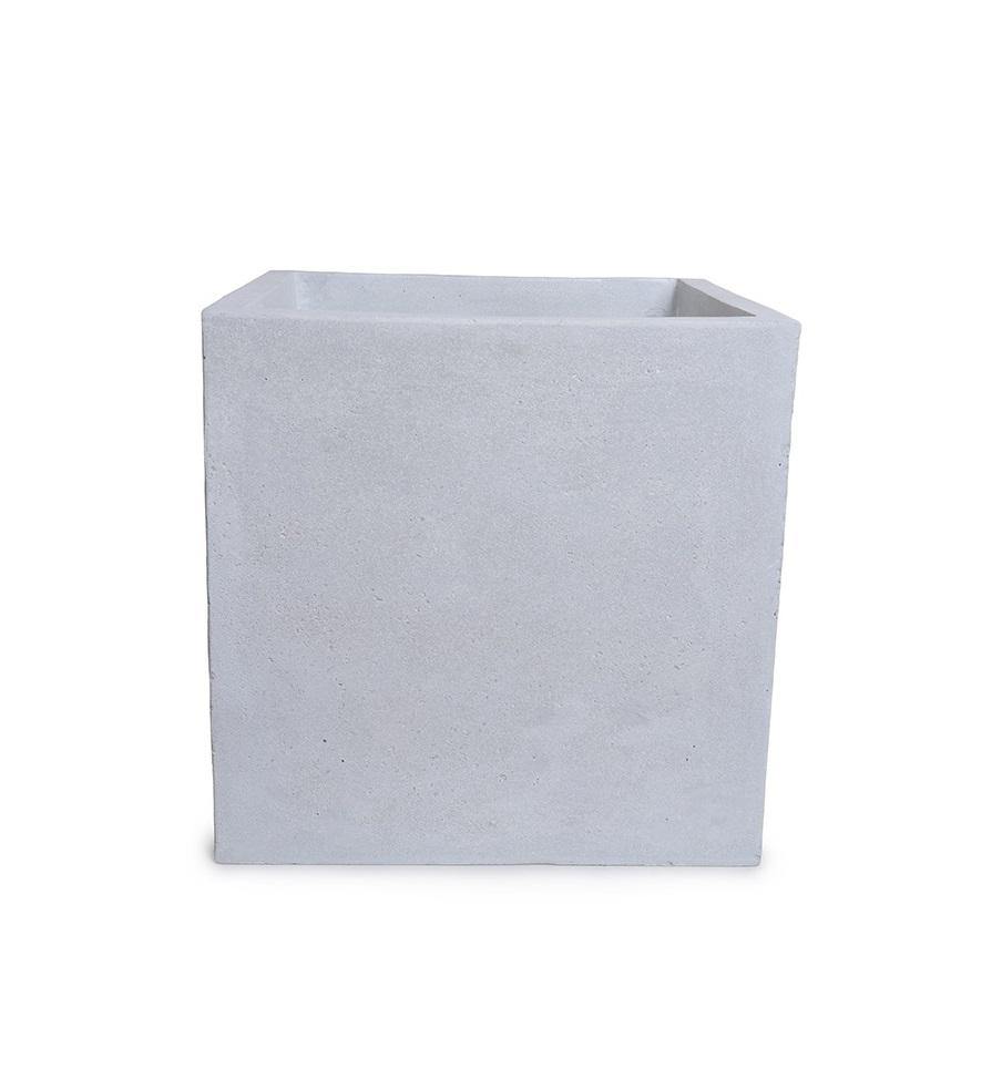 Wholesale Fiberglass Cube Planter Pot for Faux Trees and Plants with White Stone Finish Indoor Outdoor 12 Inches Wide - New Growth Designs